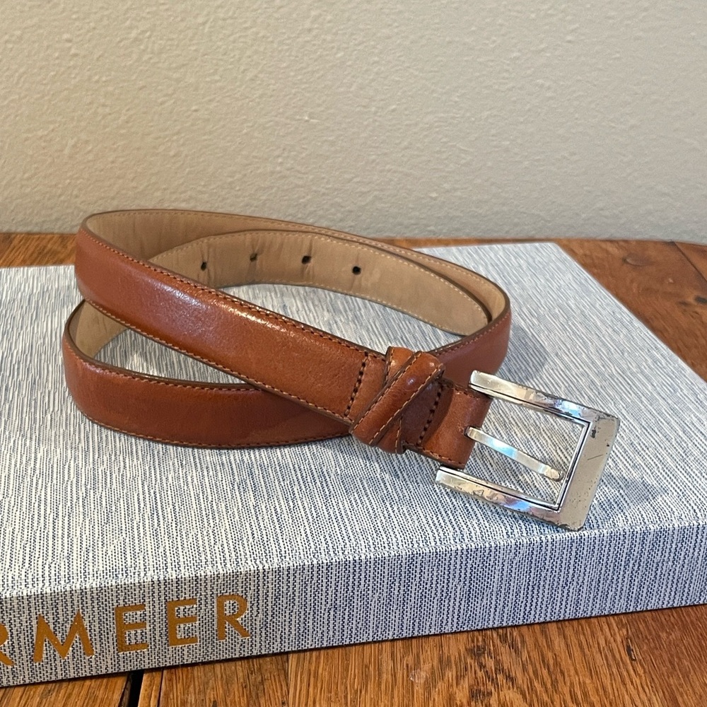Brighton Classic Leather Belt – Silver Buckle, Size 32